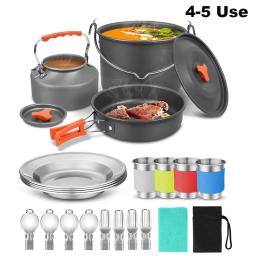 Panelas de acampamento ao ar livre com saco de malha, panelas dobráveis, cozinha cozinhar, bule e panelas equipamentos - Image 1
