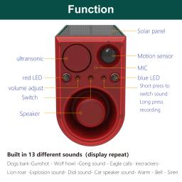 Sensor de movimento solar repelente de animais indução infravermelha anti-selvagem javali cão unidade profissional luz de alarme à prova dwaterproof água ao ar livre - Image 6