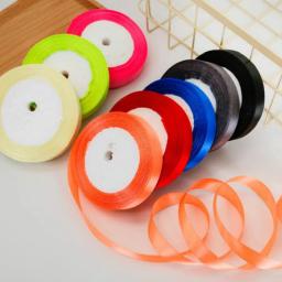 Fitas De Cetim De Seda Para Embrulho, Acessórios Decorativos, Artesanato Artesanal DIY, Fita De Embalagem De Bolo, Festa De Casamento, 22m por Rolo, 1cm - Image 4