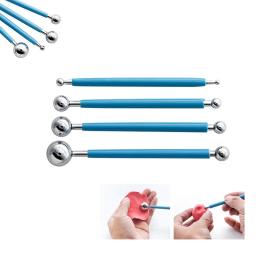 Ferramentas De Modelagem De Escultura Conjunto, Ferramentas De Argila, Pontilhando, Escultura, Dupla Acabamento, Bola De Metal, Decoração De Bolo, 4Pcs - Image 1