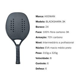 Raquete De Beach Tennis HOOWAN Blackshark Profissional Beach Tennis Racket De Praia 22mm Superfície Áspera com Capa - Image 3