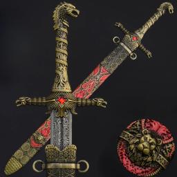 Vintage Medieval Espada Arma Set, Oathkeeper Chaveiro, GOT TV Periféricos Series, Jaime Lannister, Brienne de Tarth Jogo, Modelo, 22 centímetros - Image 2