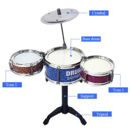 Instrumento de Percussão para Crianças, Jazz Drum Set, 3 Tambores, Brinquedo Educativo, Iniciantes, Montessori, Presente de Aniversário - Image 4