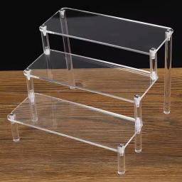 Suporte de exibição acrílico de 1-3 camadas, prateleira de exibição para organizador de boneca de perfume, suporte de armazenamento trapezoidal transparente - Image 4