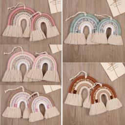 Macde macem forma de arco-íris, ornamento de corda tecida à mão para decoração de parede, quarto de bebê, casa, berçário, faça você mesmo - Image 1