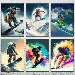 Pôster de snowboard, imagens de snowboard, esportes, impressão em tela, arte de parede, pintura, decoração de quarto de casa - Image 1