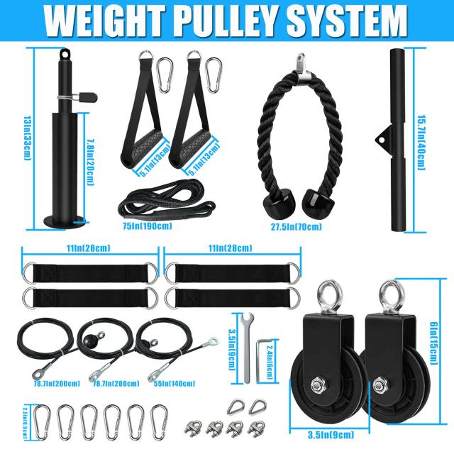 Conjunto de Parede DIY para Treino de Força: Sistema de Pulley com Cabos para Bíceps e Tríceps Fitness