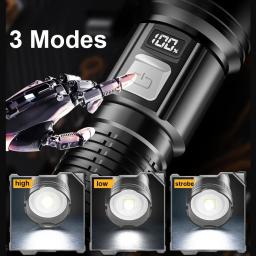 Lanterna LED recarregável USB super brilhante, longo alcance, tocha tática, ao ar livre, impermeável, camping, pesca, lanterna, 1600000 lm - Image 2
