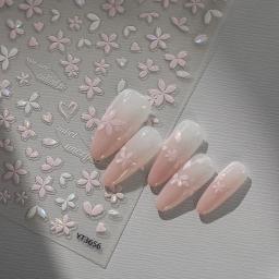 1 folha 5d colorido kawaii glitter sakura arte do prego adesivos flor auto-adesivo decorações de unhas decalques acessórios - Image 3