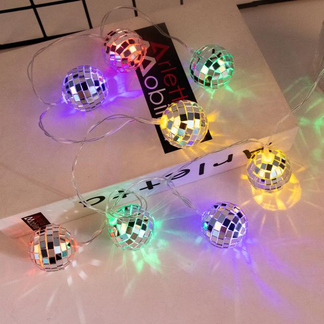 Iluminação Festiva com Disco Ball e Luzes de Cordas LED para Aniversários, Festas de Solteira, Carnavais e Decorações de Bar