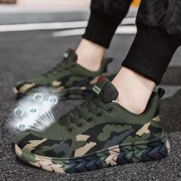 Sapatos masculinos casuais esporte tênis respirável leve caminhada tênis camo colorido não deslizamento tênis - Image 3