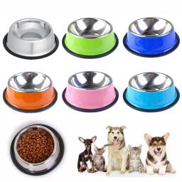 Tigela de cães e gatos de aço inoxidável, antiderrapante, comida, bebida, água, recipiente alimentar, prato, cachorro, alimentador de gatinhos, suprimentos para animais, 200-1600ml - Image 1