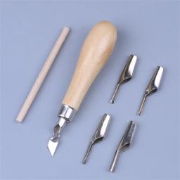 Lino Block Cutting Rubber Stamp Carving Tools Set, 5 Lâmina, Cabo de madeira, Impressão Escultura - Image 5
