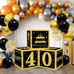 Caixa de Cartas de Aniversário para Adultos, Preto e Dourado, 18, 40, 60 anos, Decoração de Feliz Aniversário, Artigos para Festa, Artigos para Festa - Image 3