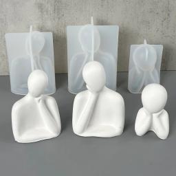 DIY família estátua Silicone molde, ornamento abstrato, gesso resina epóxi, molde de concreto, vela fazendo moldes, artesanato artesanal, arte - Image 3