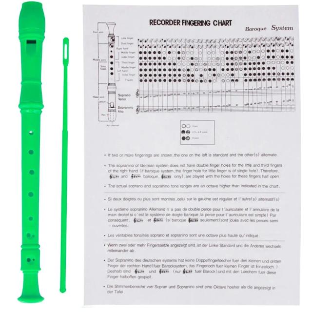 Clarinete Longo com Bastão de Limpeza e Flauta Vertical - Instrumento Musical Ideal para Educação Infantil e Iniciantes J32 ABS com 8 Buracos