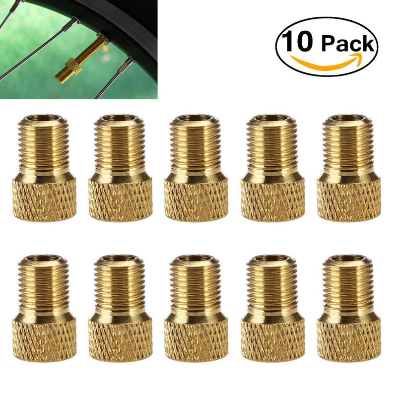Adaptador de válvula f/v para a/v, conversor de valor de bicicleta, presta para schrader, pneu de bicicleta dourado, adaptador de válvula francesa, acessórios de bicicleta com 10 peças - Image 1