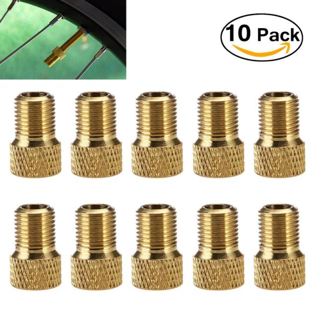 Adaptador Válvula Presta p/ Schrader Dourado (10 Peças) - Converta sua Bike Fácil!