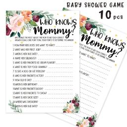 10pcs Floral Baby Shower Previsão e Conselhos Cartões Baby Shower Atividades do jogo - Image 1