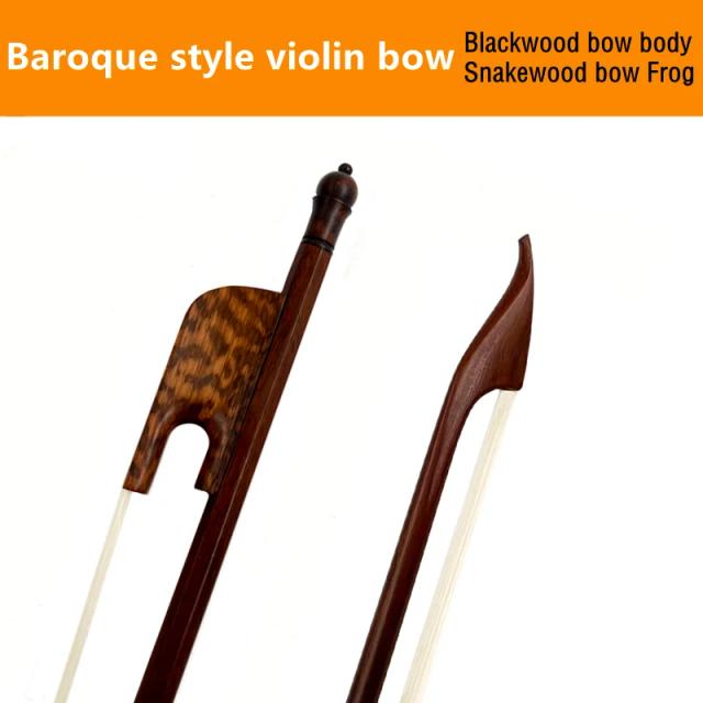 Arco de Violino Barroco em Blackwood e Snakewood com Crina Siberiana – Qualidade Superior para Violinos, Violas e Violoncelos
