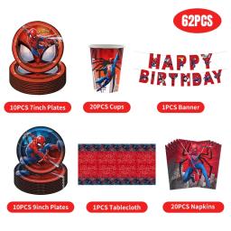 Spiderman Aniversário Decoração Set para Crianças, Fontes Do Partido, Kit De Louça, Banner, Toalha De Mesa, Contexto, Óculos, Balões - Image 5