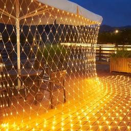 Luz LED Net Mesh String, Cortina De Janela, Árvore De Natal, Luz De Fadas, Festa De Casamento, Cortina De Guirlanda, Plug UE, 220V - Image 3