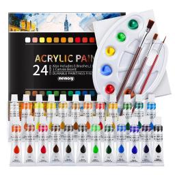 Conjunto profissional de tintas acrílicas, escova, desenho do artista, pintura pigmento, pintado à mão, tubos 12ml, 12 24 cores - Image 1