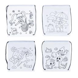 Bolsa de cordão não tecida para crianças, mochila graffiti, brinquedos de pintura para colorir DIY para crianças, sereia animal fofa, desenho artesanato - Image 2