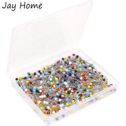 500 peças pinos retos de cabeça de vidro 38mm alfinetes de costura multicoloridos alfinetes de costura para tecido acolchoado joias artesanato faça você mesmo decoração - Image 1