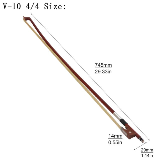 Arco de Violino Jujuba Wood Frog com Crina Branca, Ideal para Instrumentos de Cordas 4/4, 1/4, 1/2, 1/8
