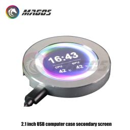 Exibição de resfriamento a água para GPU RAM, monitoramento de execução, tela CPU Watercooler, AIDA64, USB livremente diretamente, preto e prata, 2,1" - Image 3