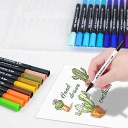 Dupla Marcadores Fine Brush Pen, Dupla Dica, Art Marker, Colorir, Mão Lettering, Desenho, Material Escolar, 12 Pcs, 24 Pcs, 36 Pcs, 60 Pcs, 80 Pcs, 100 Pcs, PCes 120 - Image 2