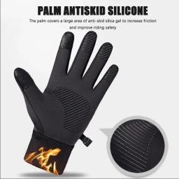 Luvas impermeáveis Full Fingers Fleece, preto, quente, tela de toque, esportes ao ar livre, corrida, motocicleta, esqui, ciclismo, inverno - Image 4