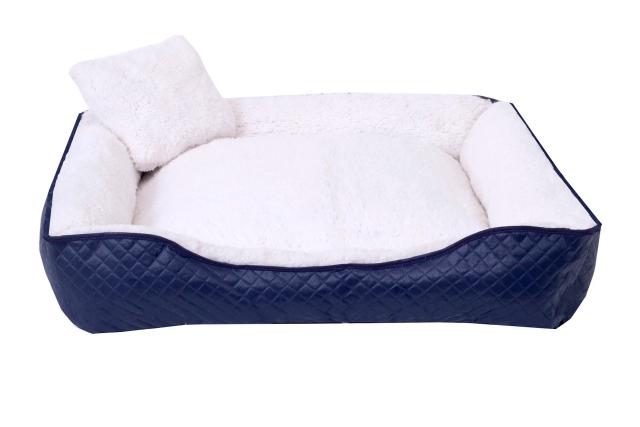 Confortável Cama Sherpa Azul Marinho para Cães e Gatos de Porte Grande