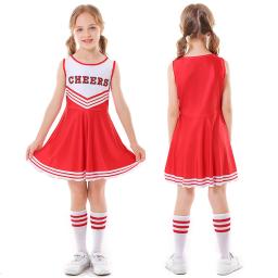 Traje de torcida JXHJHBW para crianças, uniformes escolares, Cheerleader Outfits, Halloween Cosplay Dress with Socks Suit - Image 2
