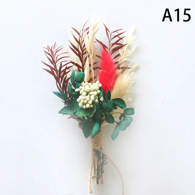 Mini buquê de flores secas naturais para decoração de casamento, Dia dos Namorados e Natal - 1 peça para DIY e boutonnieres de dama de honra