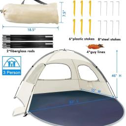 Toldo portátil multi-pessoa para acampamento ao ar livre e festa, proteção solar casual, barraca de praia respirável, tamanho 210x140x115cm - Image 4