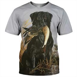 Camisetas estampadas para cães de caça masculinas, gola redonda, manga curta, tops gráficos para animais selvagens, camisetas casuais masculinas, camiseta de harajuku, verão - Image 2