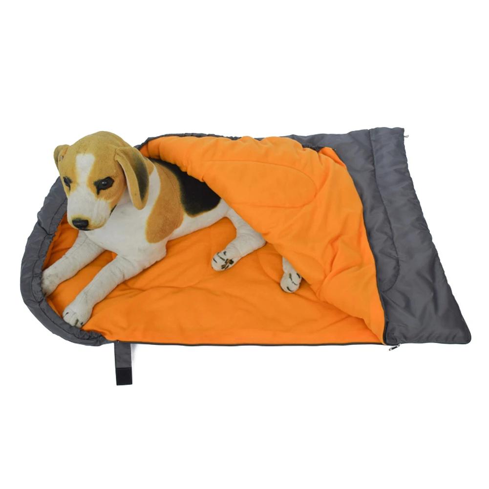 Saco de dormir de lã para cães Cama quente para cães Almofada de canil impermeável para cães Zipper lavável Caminhada de acampamento ao ar livre Inverno - Image 1
