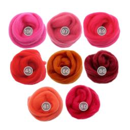 Flor De Fibra De Lã e Animal Roving para Feltragem De Agulha, Fio para Mão Girando, Brinquedo DIY, 8 Cores por Conjunto - Image 5