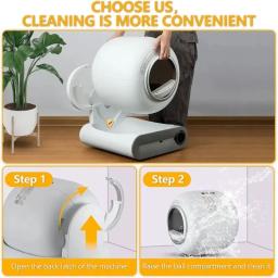 Caixa de lixo automática inteligente para gatos, totalmente fechada, 65L, banheiro para animais, aplicativo grande, auto-limpeza, 65L, 2024 - Image 5