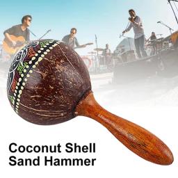 Martelo de areia artesanal Natural Coconut Shell, percussão profissional, instrumento musical para meninos e meninas, hand shaker, maracas, 1pc - Image 1