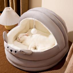 Canil de gato universal semi-fechado, cama de estimação, pode ser removido e lavado, pequeno e médio porte, quatro temporadas - Image 3