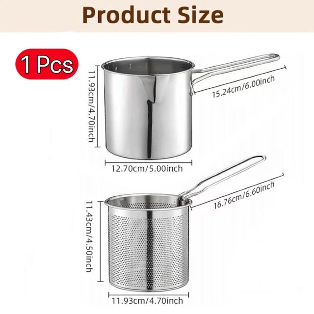Fritadeira de Aço Inox Multifuncional Pequena para Cozinha