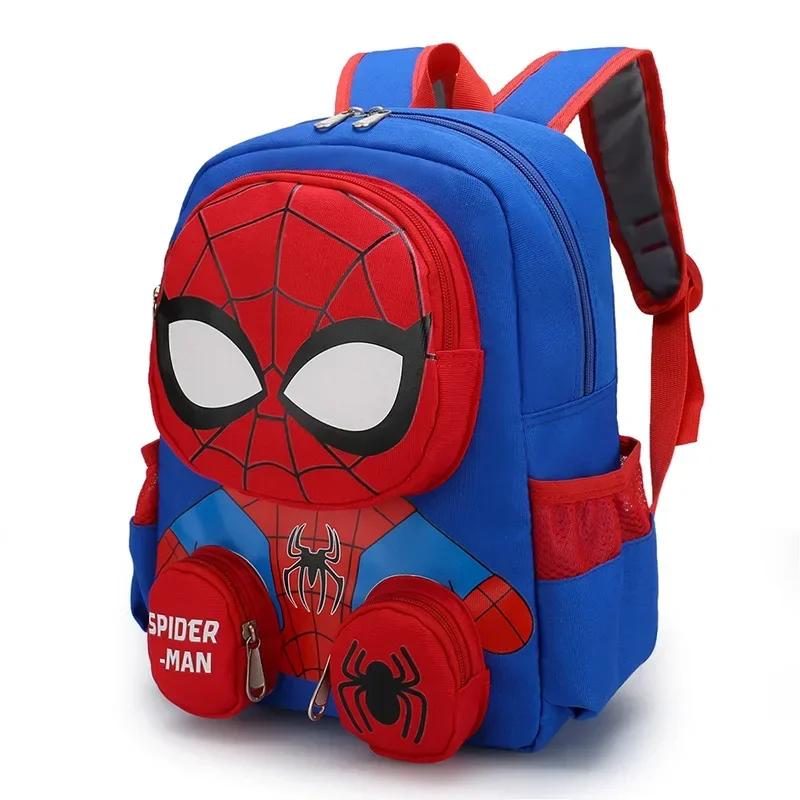 Spiderman kawaii mochilas super heróis estudante saco de escola dos desenhos animados 3d estéreo mochila do jardim de infância das crianças saco de viagem presente - Image 1