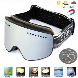 Óculos de esqui magnéticos com lente dupla de mudança rápida uv400 anti-nevoeiro óculos de esqui das mulheres dos homens montanhismo snowboard neve óculos - Image 1