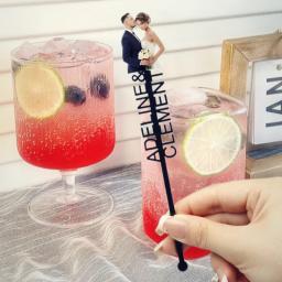 Personalizado Imprimir Agitadores Bebida, Nome Personalizado e Foto, Festa de Casamento, Batismo, Cocktail, Acrílico, 10, 50, 100 - Image 3