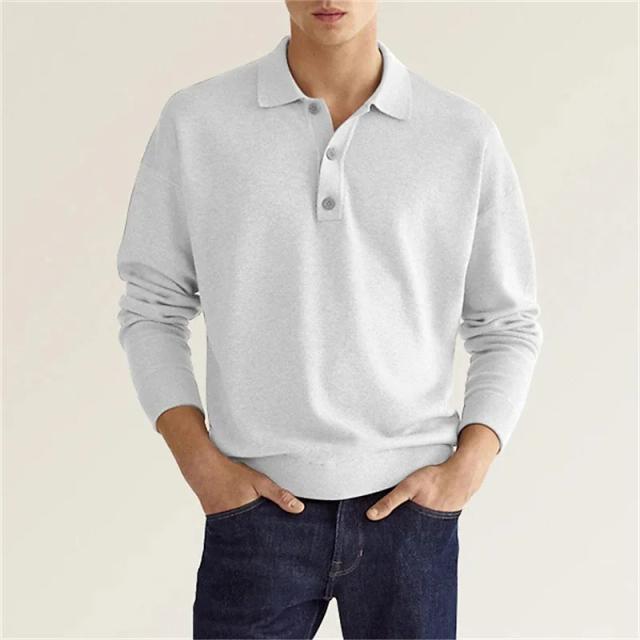 Camisa Polo Masculina de Manga Curta com Decote em V - Estilo Casual Luxuoso para Primavera e Outono 2024
