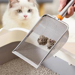 Colher de areia de gato em aço inoxidável, malha fina, fácil de limpar, pá antiaderente para répteis, areia eficiente, colher de areia durável, 1pc - Image 3