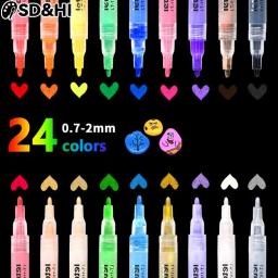 Impermeável permanente tinta acrílica canetas marcador, canetas acrílicas, rocha, pedra, cerâmica, vidro, canecas, madeira, bricolage, 24 cores - Image 1